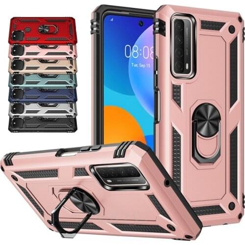 Hybird PC+Silicone Cover for Huawei P Smart 2021 P30 P40 Pro Holder Shockproof Armor Case Huawei P30 P40 Lite P Smart Z Bumper