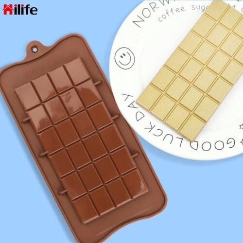 HILIFE 24 Cavity Candy Bar Sugar Cake Mold Kitchen Ice Block Tray Silicone Waffle Pudding Mold Chocolate Mold Bakeware