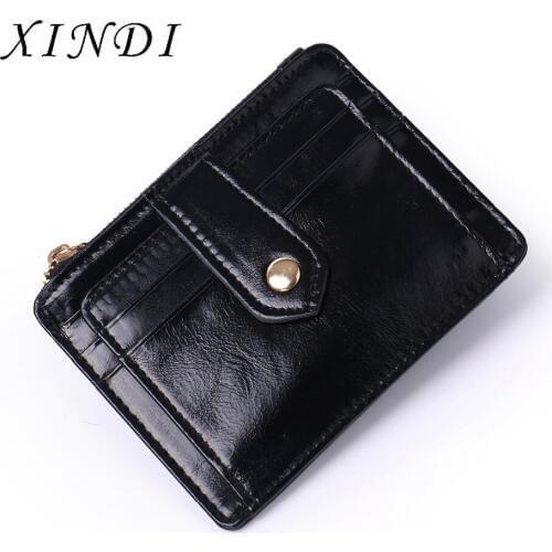 XINDI Classics Men And Women Genuine Leather Card Bag Holder Vintage Purse fashion Horse Leather Credit Business Card Holder