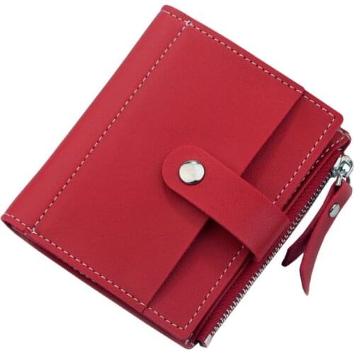 Wallet for Women Trifold Small Female Purse Scrub Leather Women Wallet Short Solid Zipper Coin Purse Card Holders Cartera Mujer