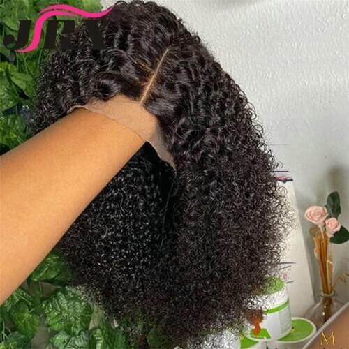 Kinky Curly Lace Front Human Hair Wigs Short Bob Curly 13x4 Lace Front Wig Pre Plucked 180% Density Brazilian Remy Hair Wigs