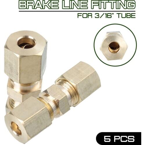 5PCS 33 x 10mm Brass Straight Reducer Compression Fitting Connector 3/16" OD Tube Hydraulic Brake Lines Union