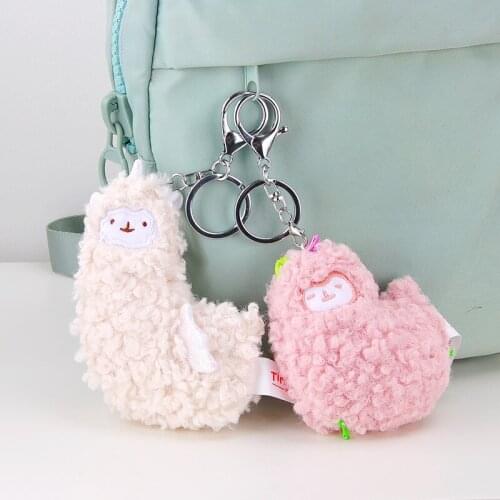 Cute kawaii soft plush alpaca sheep doll plush stuffing ladies bag pendant accessories keychain doll couple Ornaments