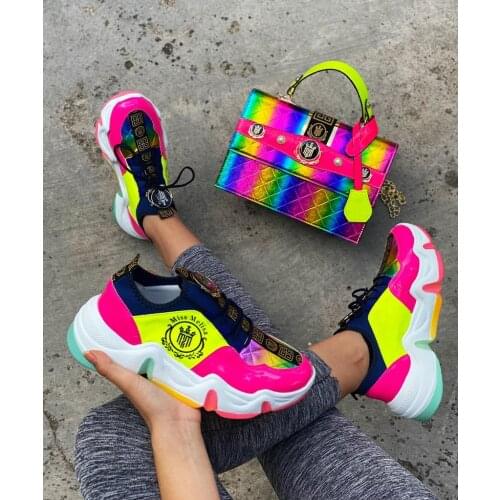 Miss Melisa Shoes and Bag stylish PİNK sneakers bag set Code S106