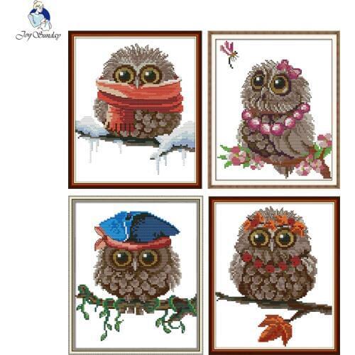 Owl Series Animal Painting Cross Stitch Kits 11CT Printed Fabric 14CT Counted Canvas DMC Chinese Cross-stitch Embroidery Sets
