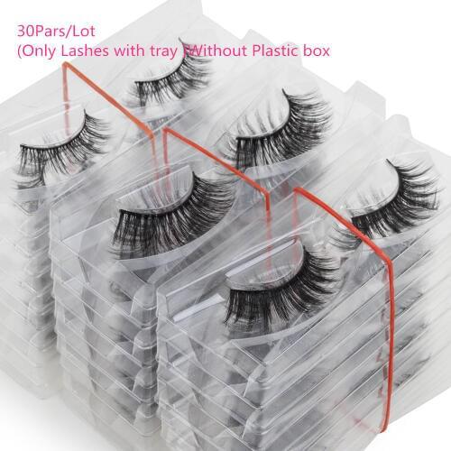 30Pairs Mink Eyelashes With Tray No Box Handmade Natural False Eyelashes Full Strip Lashes Reusable Long lashes Cruetly Free