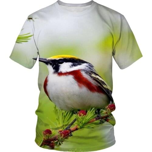 2021 summer fashion new plant flower and bird 3DT shirt printing pattern mens street and alley popular casual wear