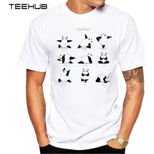 New Arrivals 2019 TEEHUB Cool Mens Fashion Yoga Panda Design T-Shirt Short Sleeve O-neck Tops Hipster Tee