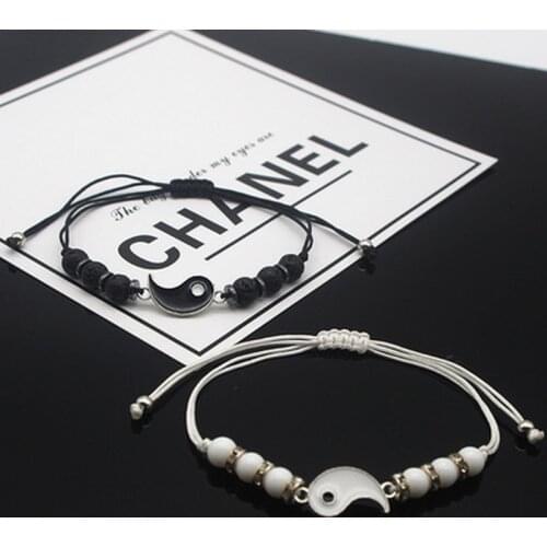 New Handmade Adjustable Rope Best Friends Couple Bracelets Chinese Tai Chi Pendant Woven Charm Bracelet Friendship Jewelry Gifts