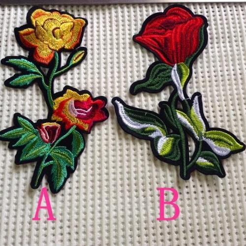 Dyed polyester yarn embroidery flower iron-on patch, BAG, CLOTHES, SHOES colorful patches,WW170419B