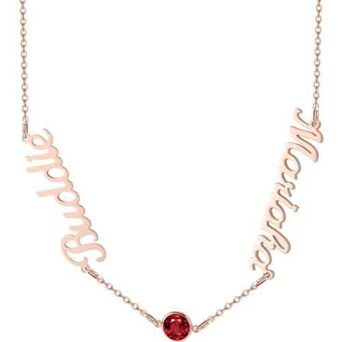 Stainless Steel Two Name Necklace Birthstone Necklace ORDER ANY NAME Personalized Name Necklace Silver Double Name Necklace