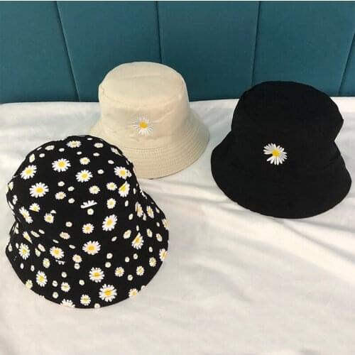 Summer New Fashion Fishermans Double-sided Men Hat For Fashion Outdoor Panama Caps Daisy Bucket Embroidery Womens Spring Muts