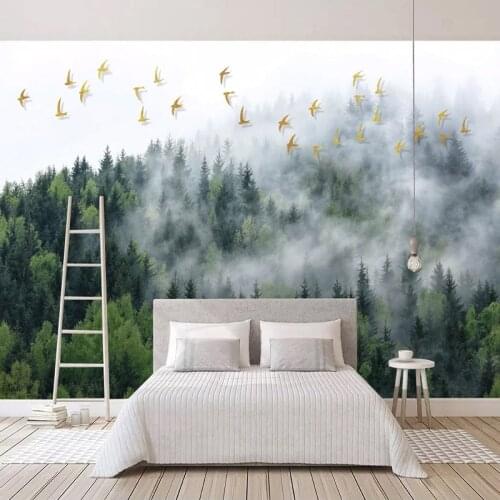 Custom Photo Wallpaper For Walls Roll Chinese Style Forest Birds Nature Landscape Large Mural Bedroom Study Room Wall Decoration