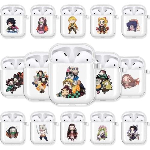 Japan Anime Demon Slayer Clear Cover for Airpods 2/1 Earphone Coque Soft Protector Kimetsu No Yaiba Airpods Covers Case Fundas