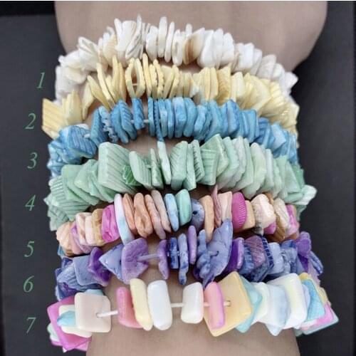 Women Girl Multicolor Hawaii Puka Shell Elastic Bracelet for Party Travel Beach Fashion Jewelry Accessories
