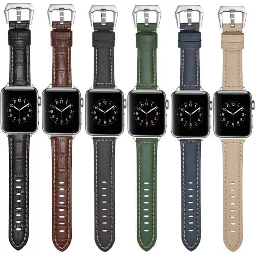 Genuine Leather Business Band For iWatch 40mm 44mm 42mm 38mm Sport Strap Watch Band For Apple Watch Series 2 3 4 5 6 SE Bracelet