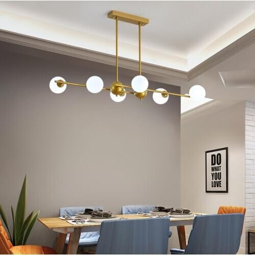 Nordic glass pendant light for dining room living room loft Gold finished Pendant lamp for Kitchen restaurant hinging lights