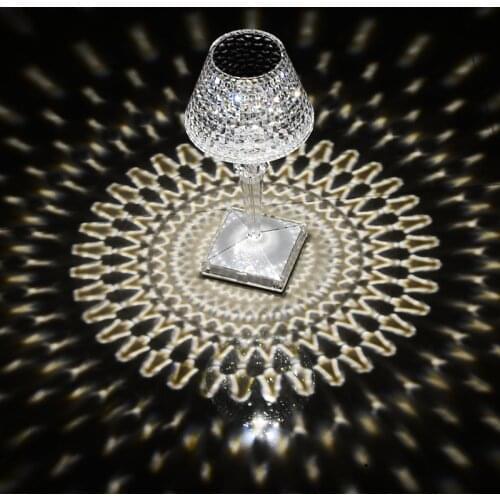 USB Acrylic crystal led table light Transparent prism night lights Bedroom bedside decor design Mini desktop transparent Desk la