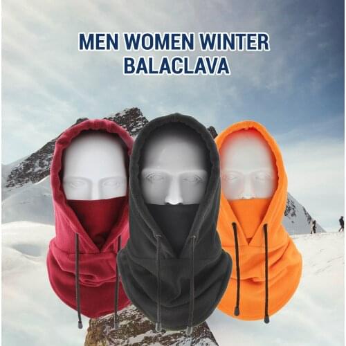 Thermal Fleece Balaclava Hat Hooded Neck Warmer Winter Sports Snowboard Face Mask For Men Bike Helmet Beanies Masked Cap