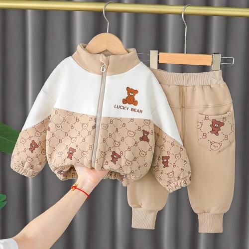 Boys Warm Clothes Sets Children Casual Cotton Thick Velvet Hoodies Coats Pants 2pcs Tracksuits Baby Toddler Sports Suits 4Y Set