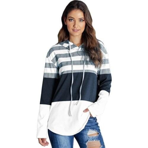 Oversized Hoodies Women Striped Print Patchwork Casual Loose Pullover Sweatshirt 2021 Spring Vintage Full Sleeve Female Tops