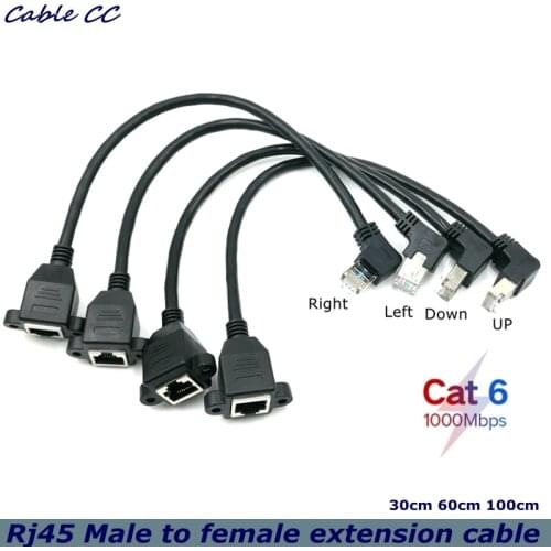 Gigabit Ethernet elbow 90 ° cable extension cable RJ45 broadband computer router 6 grade pure copper male to female