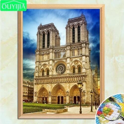 World Famous Scenic Spots "Notre-Dame de Paris" 5D DIY Diamond Painting Square Diamond Embroidery Rhinestones Mosaic Picture