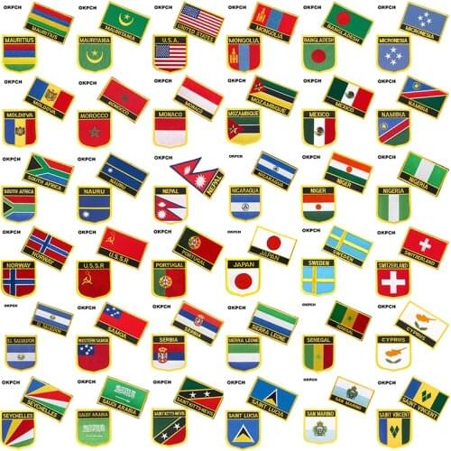 MAURITIUS Morocco Monaco Mexico South Africa U.S.A. Ukraine National Flag Embroidered Iron on Patches for Clothing Metal badges