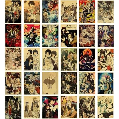 Japanese Anime Canvas Painting Bungo Stray Dog Retro Poster and Print Art Cartoon Print Mural Childrens Room Home Wall Decor