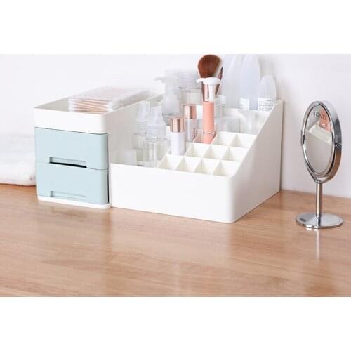 Cosmetic Storage Box Multi Grid Dressing Table Drawer Type Jewelry Lipstick Finishing Desk Organizer Box Plastic Container