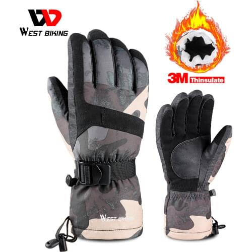 WEST BIKING Ski Snowboard Gloves 3M Thinsulate Winter Warm Motorcycle Cycling Gloves Waterproof Touchscreen Snowmobile Mittens