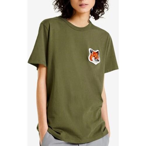 New Fashion Summer Women Fox Embroidery Brand Designed Cotton T-Shirt Female High Quality Casual Top Lovers Blue Loose Tee ML036