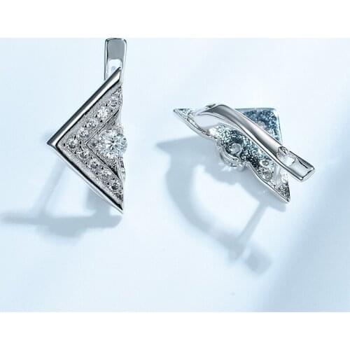 Dyson 925 Sterling Silver Earrings For Women Geometric Triangle Clear Zircon Simple Design Clip Earring New Party Fine Jewelry