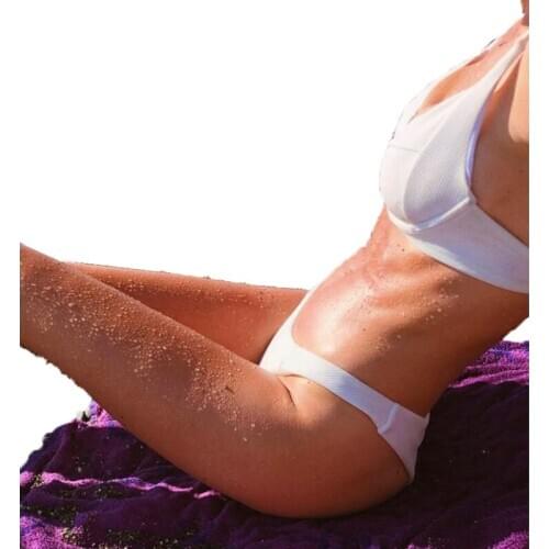 Womens 2Pieces Bikini Set 2020Fashion Sexy Slim Solid Padded Bra&Thong Panties Set Beach Swimsuit Swimwear Bathing