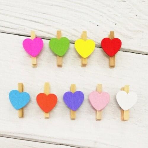 1PCS Mini Heart Wooden Clothespin Photo Paper Clips Peg Pin Craft Postcard Clips Home Wedding Decoration