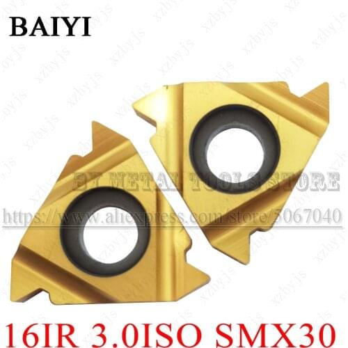 10pcs 16IR 3.0ISO SMX30 thread inserts 3.0mm Pitch internal external thread Lathe Cutter Tools thread blade for steel tools