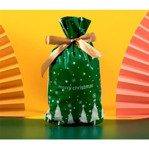 10Pcs Christmas Gift Bag Snowflake Elk Santa Claus Candy Bags Merry Christmas Decorations For Home New Year 2021 Decor