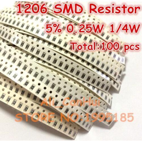 100pcs/lot 1206 5% 120 ohm 120R 121 1/4W 0.25W SMD Resistor 3.2*1.6mm