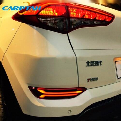 2PCS For Hyundai Tucson 2015 2016 2017 2018 LED Rear Fog Lamp Car LED Bumper Light Brake Light Turn Signal Indicator Reflector