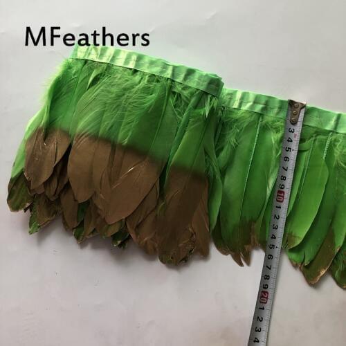 4Yard Apple Green Geese Feathers Trim 15-20CM Natural Goose Feather Fringe For Crafts Jewelry Decoration Carnival Cloth Lace Boa