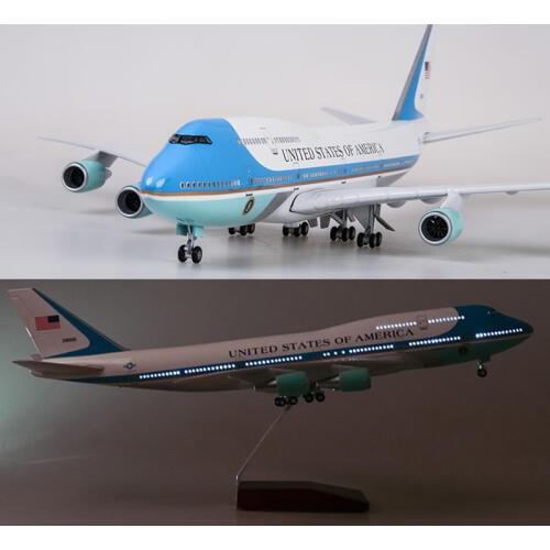 47CM Airplane Model Toys Boeing 747 Air Force One Aircraft Model W Light and Wheel 1/150 Scale Diecast Plastic Resin Alloy Plane