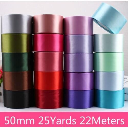 50mm 5cm Satin Ribbons 22 Meters/Roll Christmas Halloween Party Gift Wrapping Gold Red Black White Silver Purple Green Ribbons