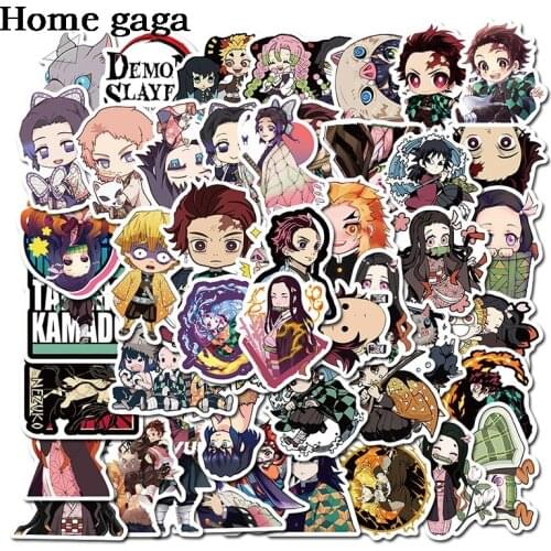 D2933 50pcs Demon Slayer Anime Stickers Waterproof Skateboard Luggage Suitcase Motorcycle Scrapbooking Stickers Kids Toys