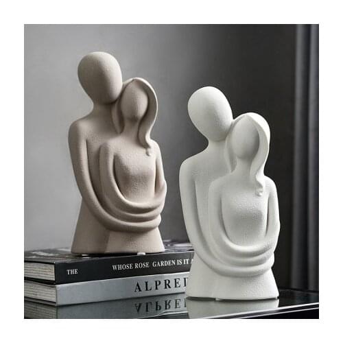 Abstract Figures Statues White Embrace Sculptures Love Figurines for Interior Creative Ceramics Statuette home decor accessories