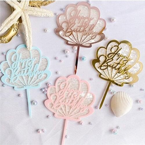 Flowers Happy Birthday Acrylic Cake Topper Decoration Card Insert Cake Party Birthday Cake Decoration Baby Shower New 2021