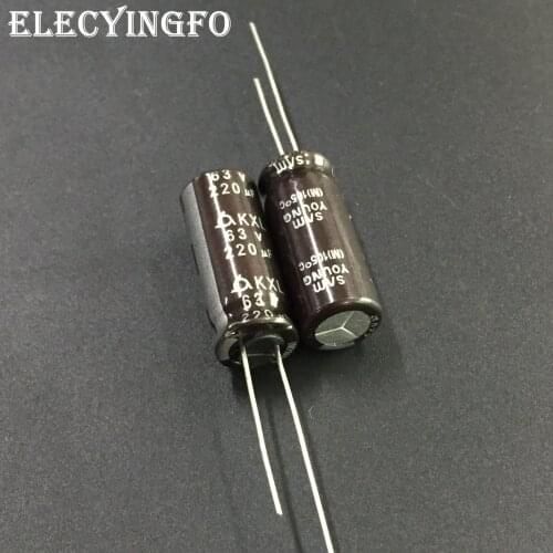 10pcs/100pcs 220uF 63V220uf SAMYOUNG KXL series 10x25mm Low Impedance Long Life 63V220uF Aluminum Electrolytic Capacitor