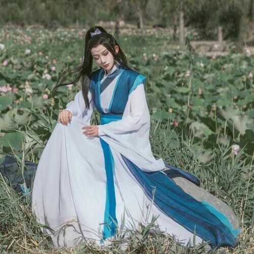 Anime MO DAO ZU SHI Cosplay Xue Yang Costume Sha Po Lang Gu Yun Outfit Blue Hanfu Full Set Halloween Party Costumes Unisex