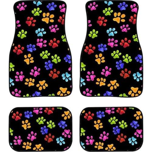 Aimaao Bear Paw Print Customized Car Floor Mats Set of 4 Front and Rear Universal Rubber Backing Non-Slip Auto Vehicle