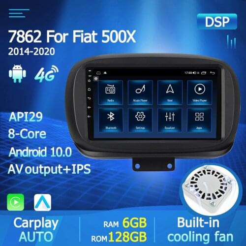 7862 IPS DSP 4G LTE Car Radio For Fiat 500X 500 X 2014 2015 2016-2019 Multimedia Video GPS Navi With Bluetooth Auto Carplay Fan
