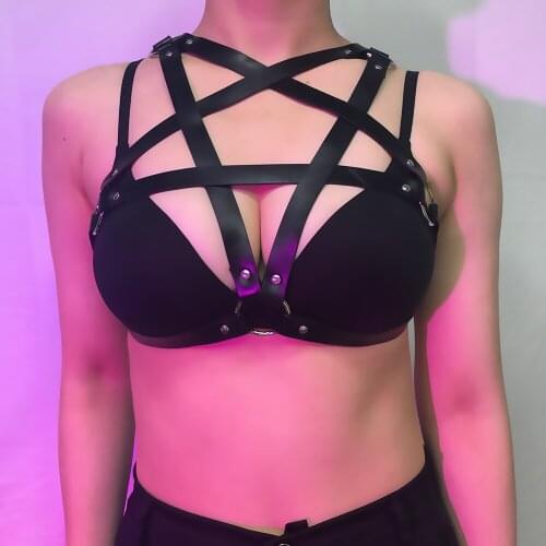 BAFEI Punk Cage Bra Bdsm Leather Harness Women Erotic Femdom Pastel Goth Lingerie Sexy Hot Erotic Porno Garter Belt Thigh Garter